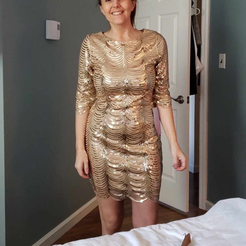 Gold sequin cocktail dress